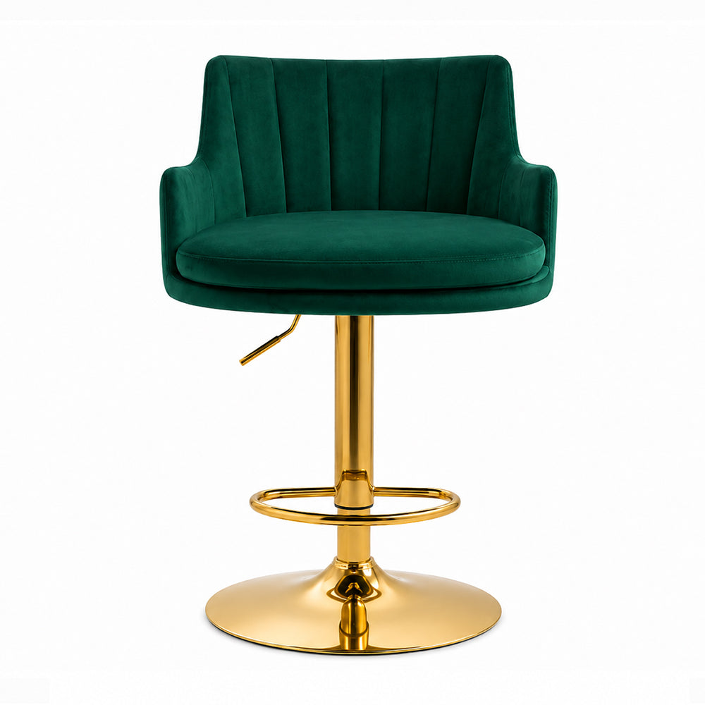Oliver Green Velvet Adjustable Bar Stool
