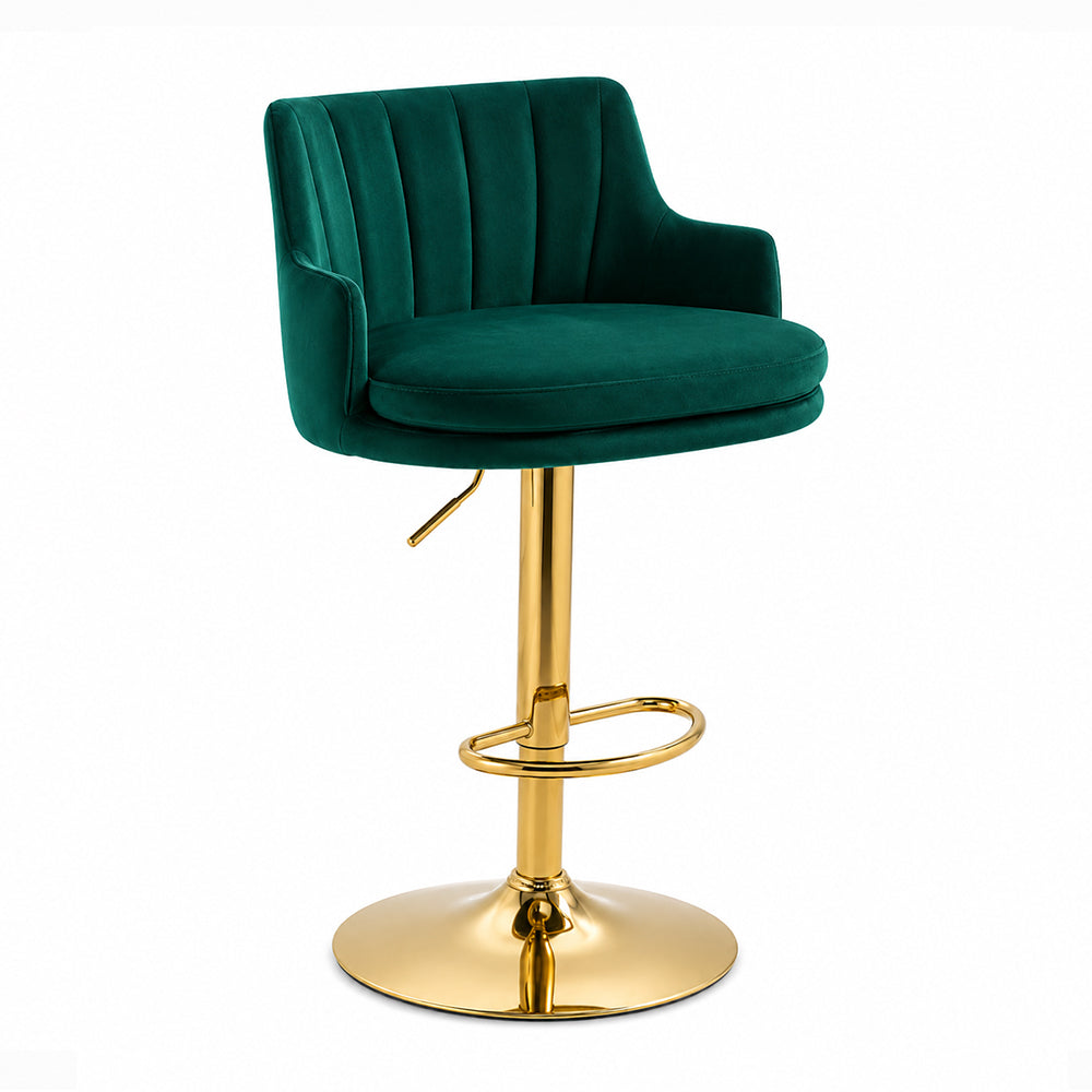 Oliver Green Velvet Adjustable Bar Stool