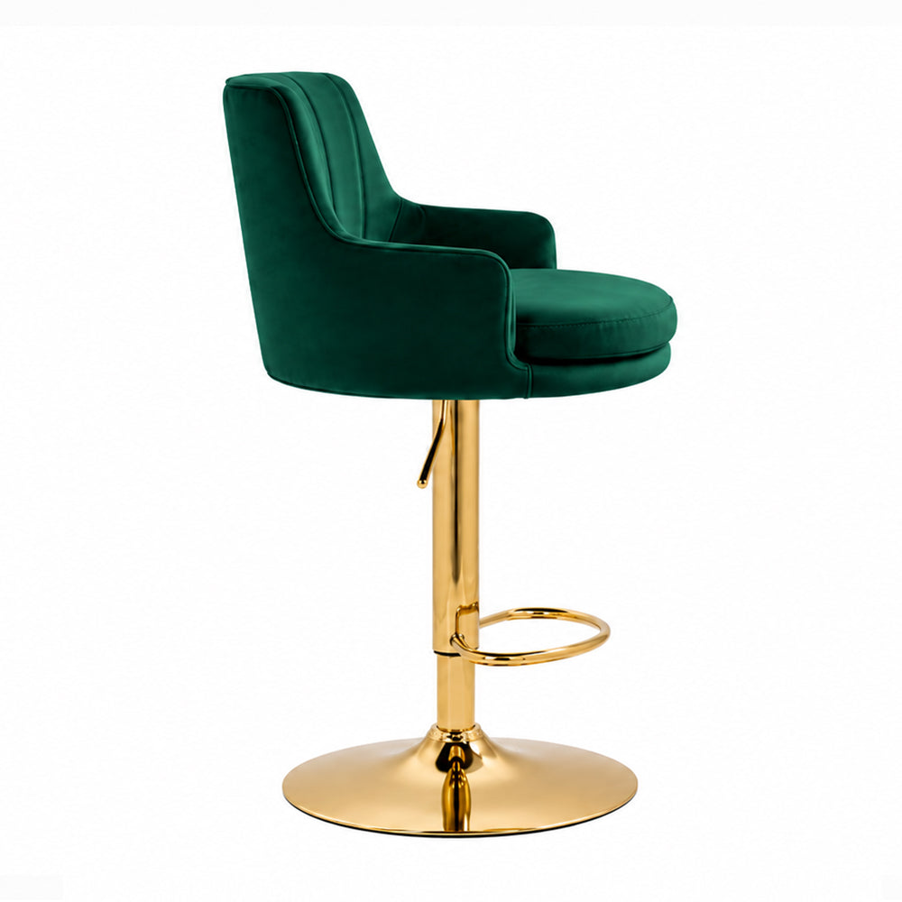 Oliver Green Velvet Adjustable Bar Stool
