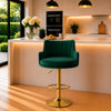 Oliver Green Velvet Adjustable Bar Stool