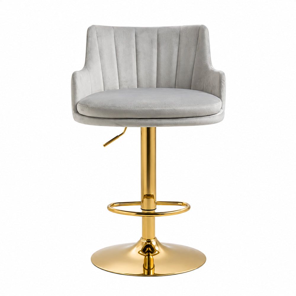 Oliver Grey Velvet Adjustable Bar Stool