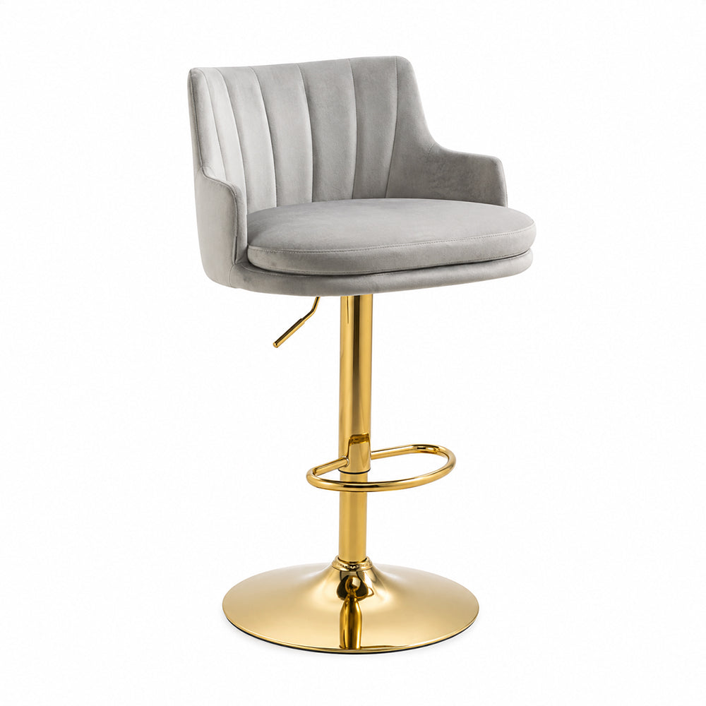 Oliver Grey Velvet Adjustable Bar Stool