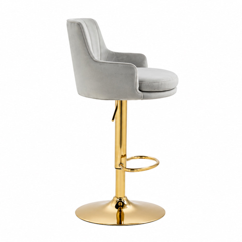 Oliver Grey Velvet Adjustable Bar Stool