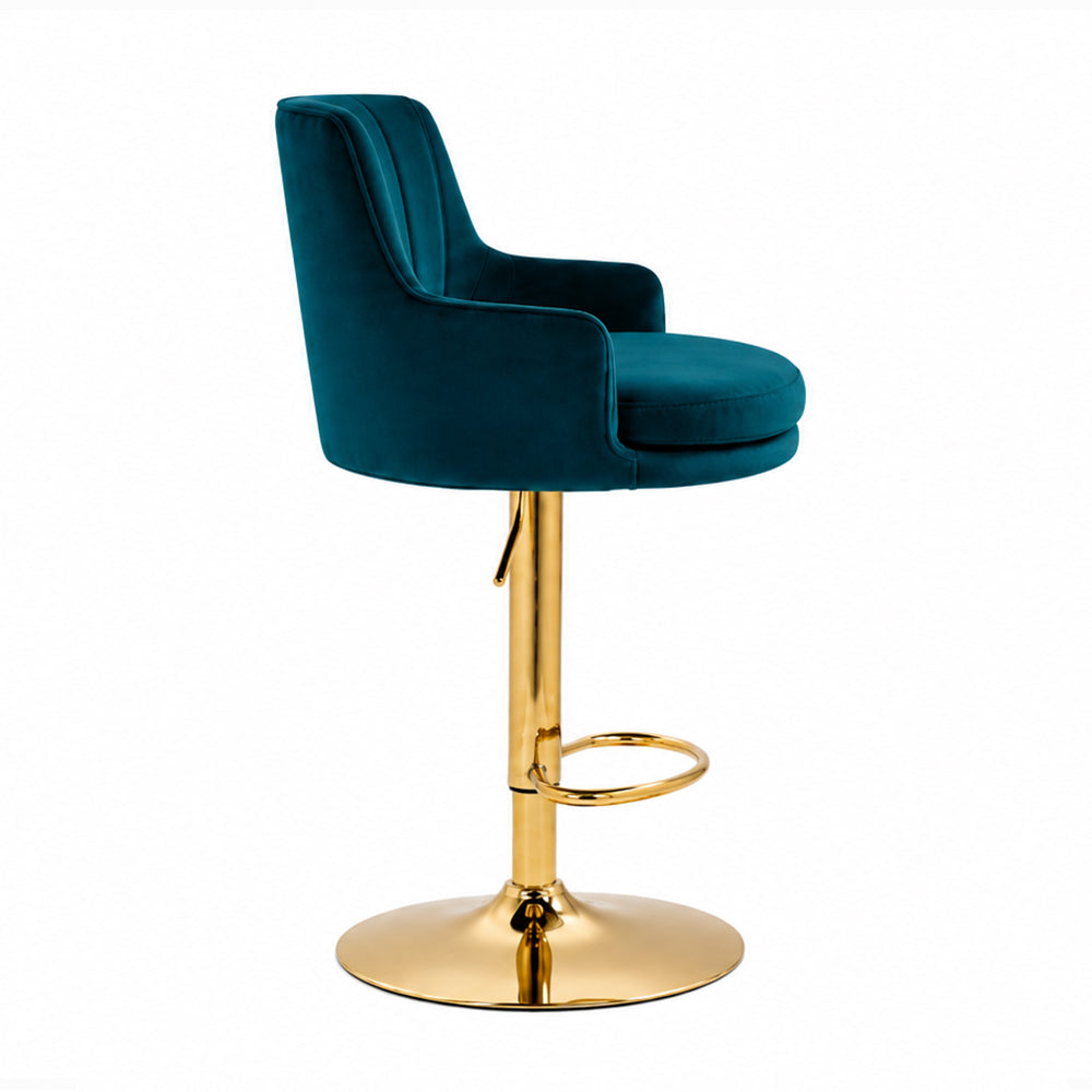 Oliver Teal Blue Velvet Adjustable Bar Stool