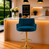 Oliver Teal Blue Velvet Adjustable Bar Stool