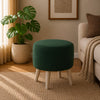 Parker Green Velvet Ottoman - Wood Legs