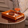 Polaris Leatherette Tray & Coaster Set