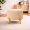 Premium Bouclé Beige Ottoman - Gold Legs