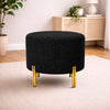 Premium Bouclé Black Ottoman - Gold Legs