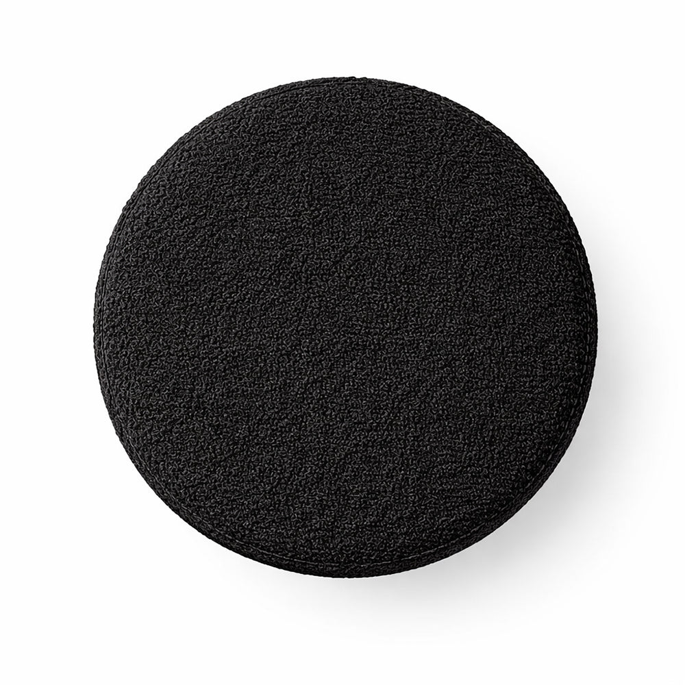 Premium Bouclé Black Ottoman - Gold Legs