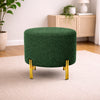 Premium Bouclé Green Ottoman - Gold Legs