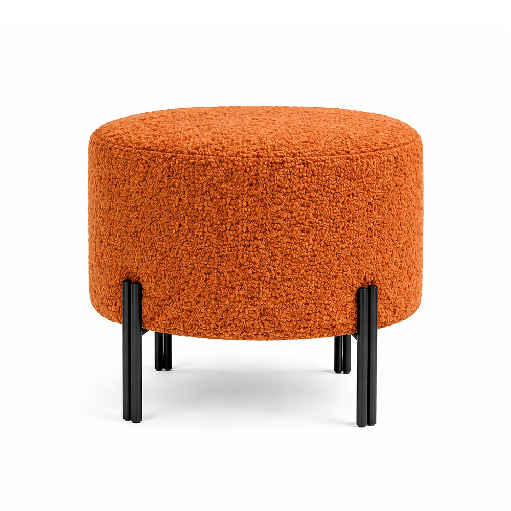 Premium Bouclé Orange Ottoman - Black Legs