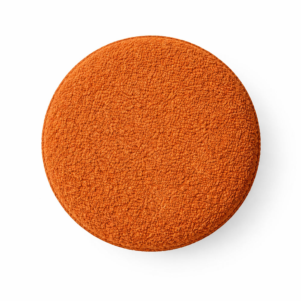 Premium Bouclé Orange Ottoman - Black Legs