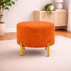 Premium Bouclé Orange Ottoman - Gold Legs