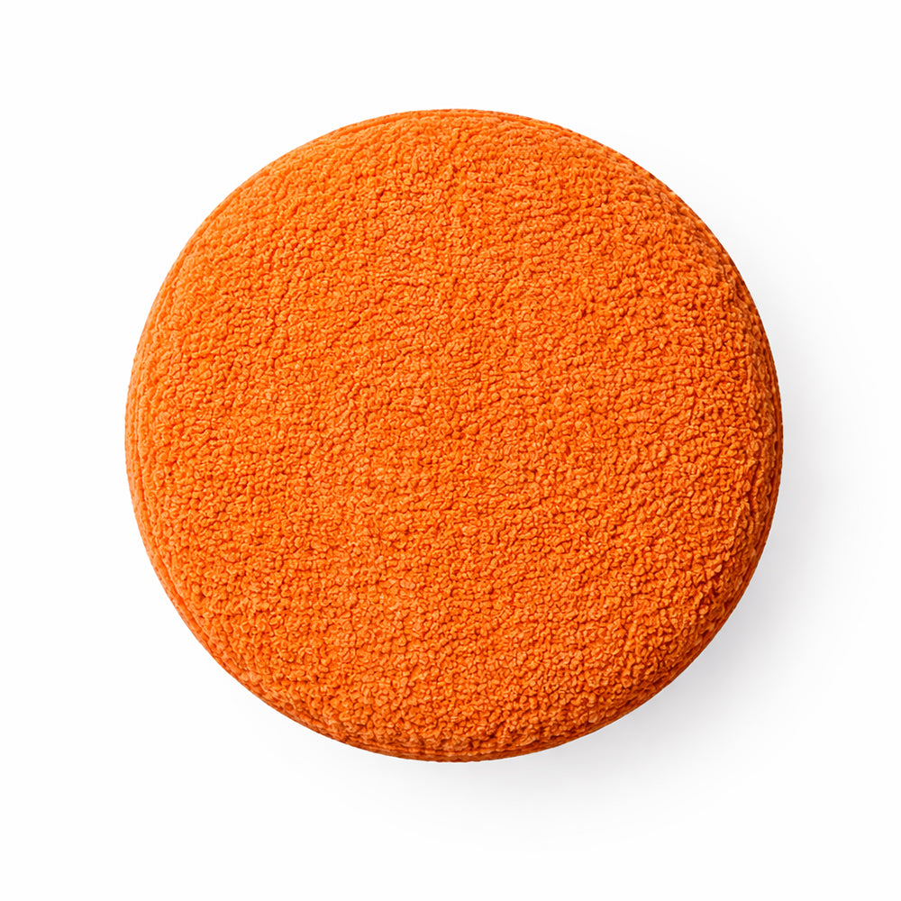 Premium Bouclé Orange Ottoman - Gold Legs
