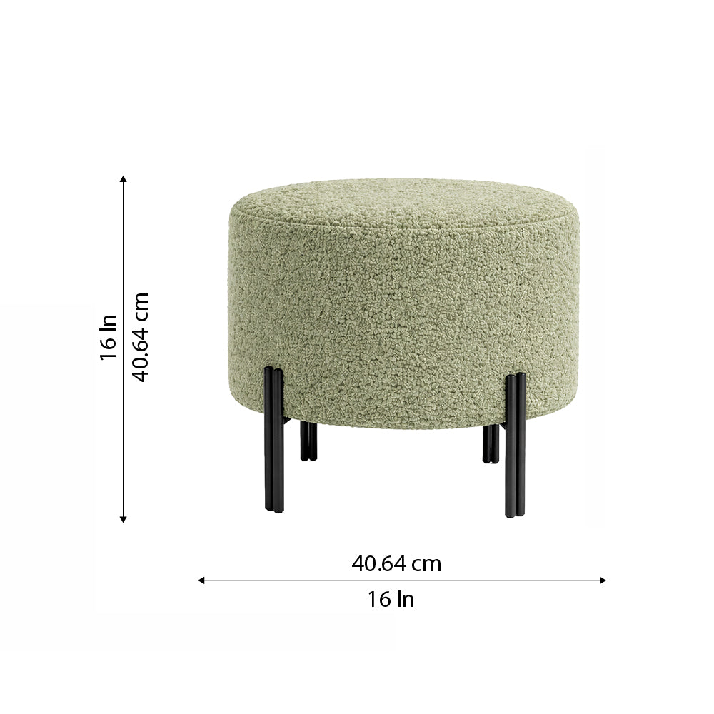 Premium Bouclé Sage Ottoman - Black Legs