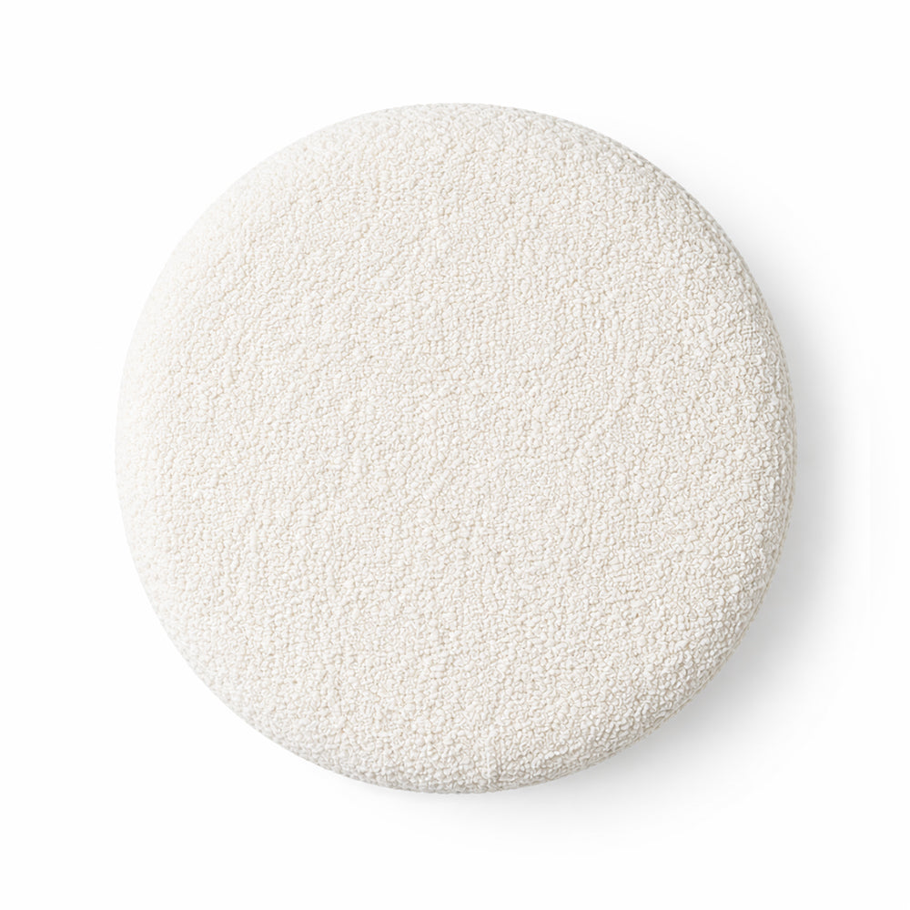 Premium Bouclé White Ottoman - Black Legs