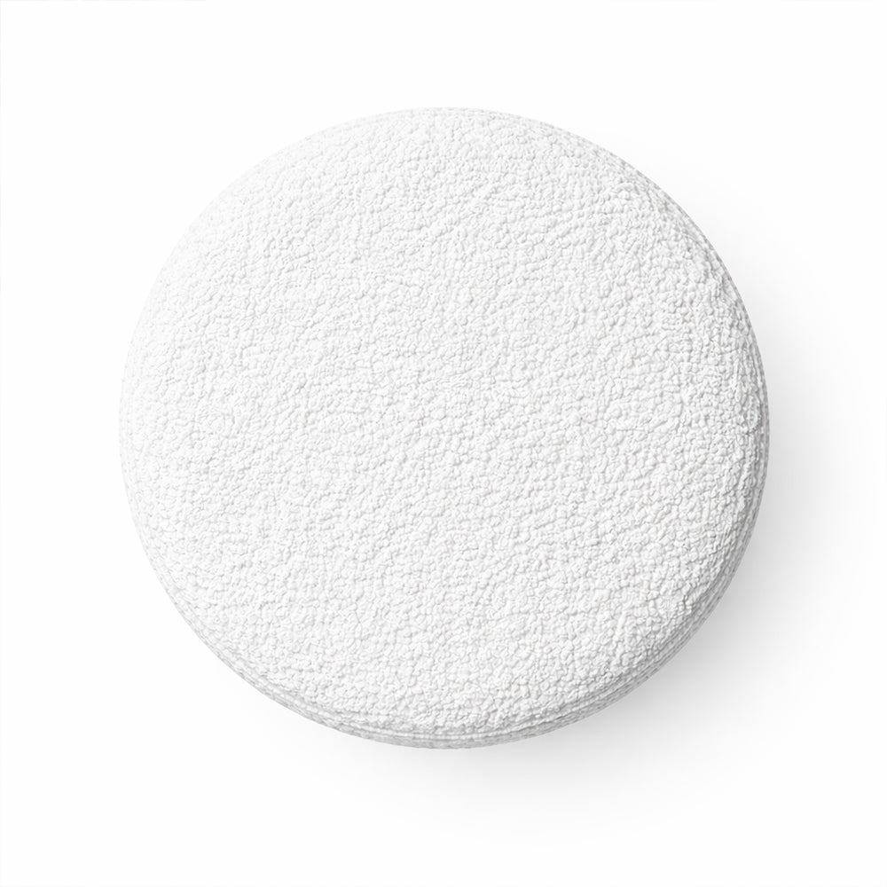 Premium Bouclé White Ottoman - Gold Legs
