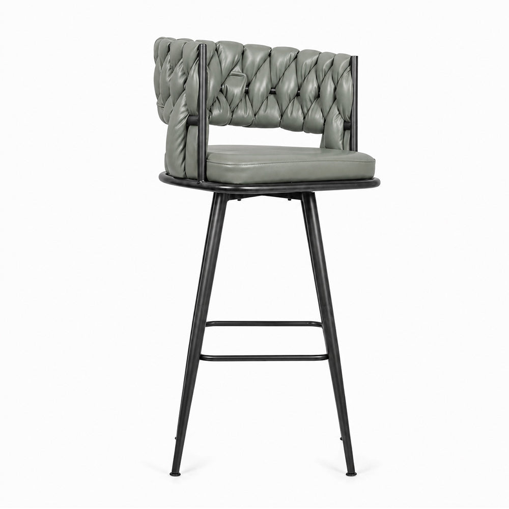 Presley Sage Braided Faux Leather Bar Stool