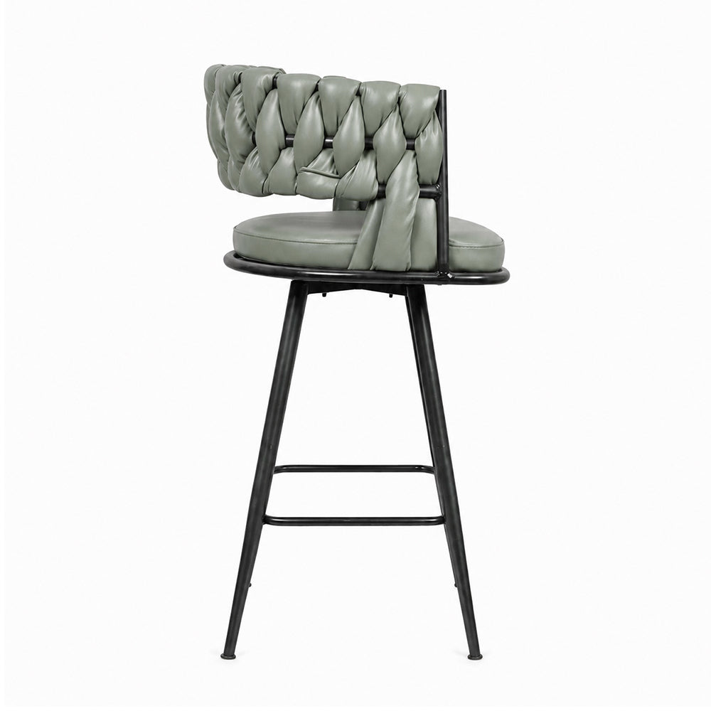 Presley Sage Braided Faux Leather Bar Stool