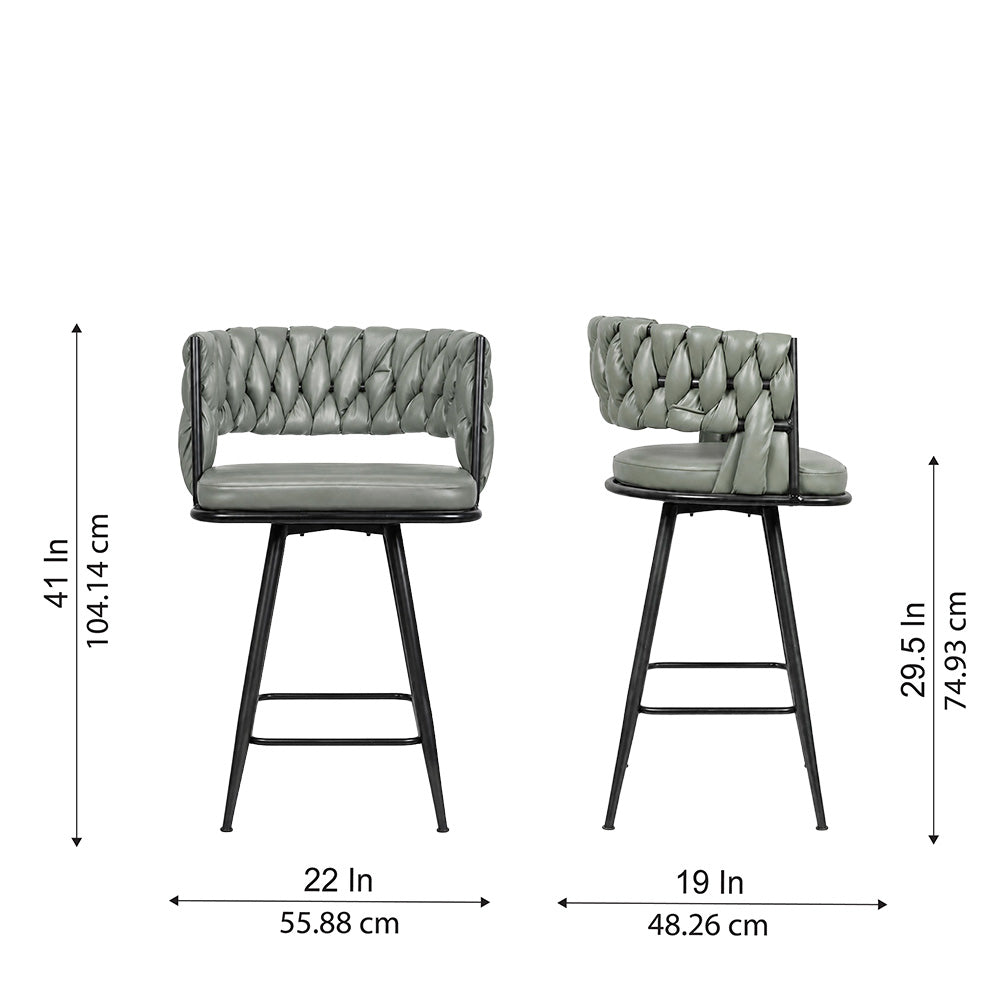 Presley Sage Braided Faux Leather Bar Stool
