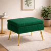 Ribbed Green Ottoman - Gold Legs