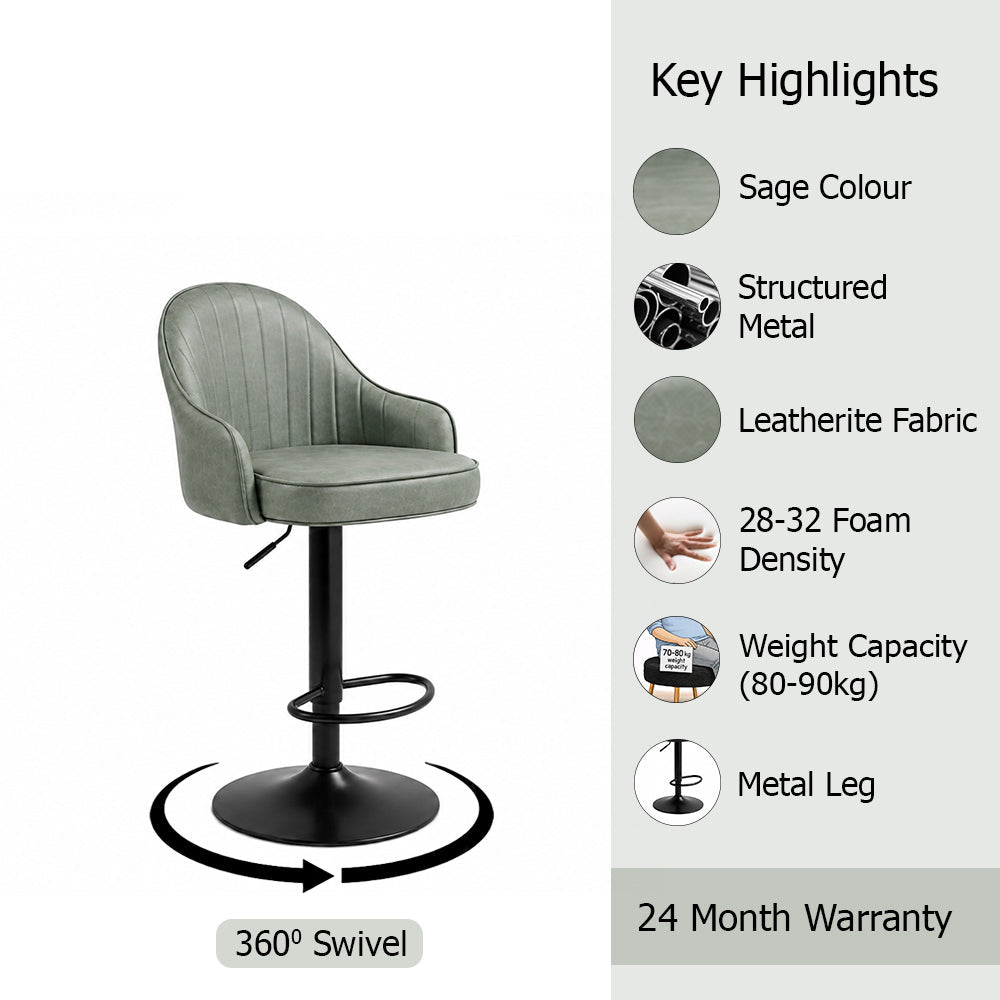 Sage Faux Leather Adjustable Bar Stool