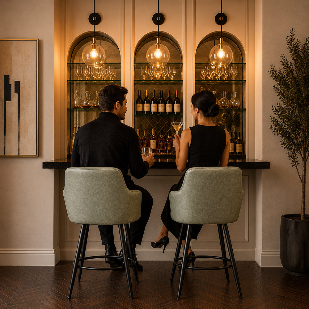 Sage Faux Leather Tufted Bar Stool