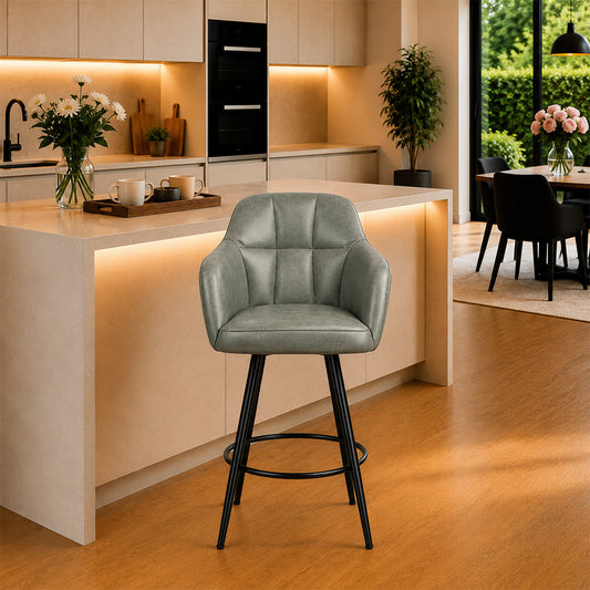 Sage Faux Leather Tufted Bar Stool