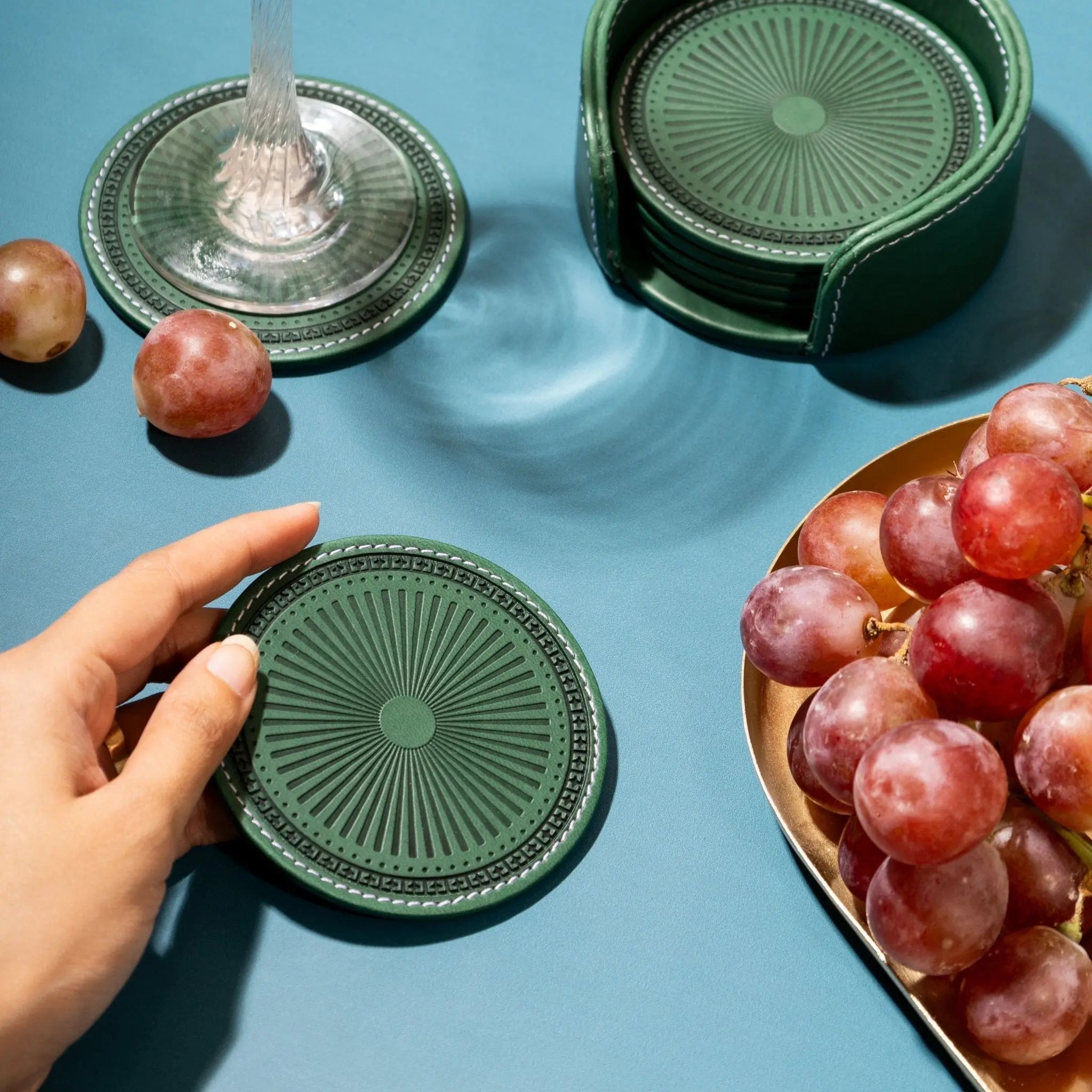 Sepia Homes | Aura Leather Coaster Set – Stylish Surface Protection - Sepia Homes