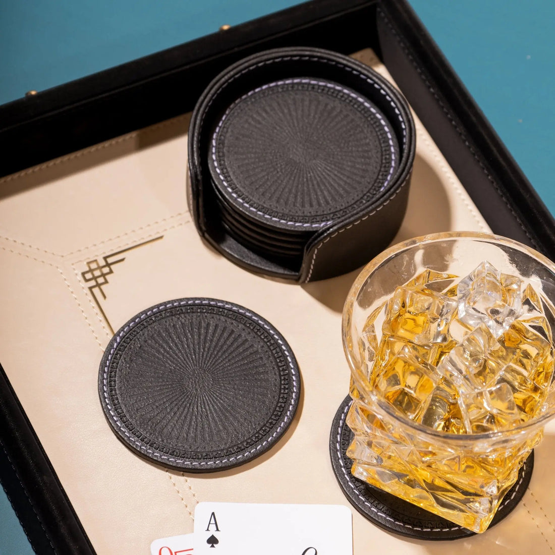 Sepia Homes | Aura Leather Coaster Set – Stylish Surface Protection - Sepia Homes