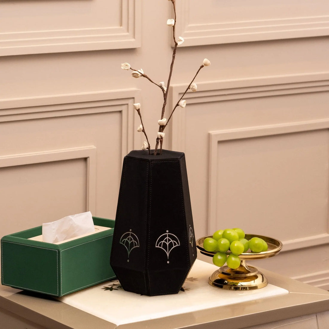 Sepia Homes Naxora Small Vase – Elegant Decorative Leatherette Vase - Sepia Homes