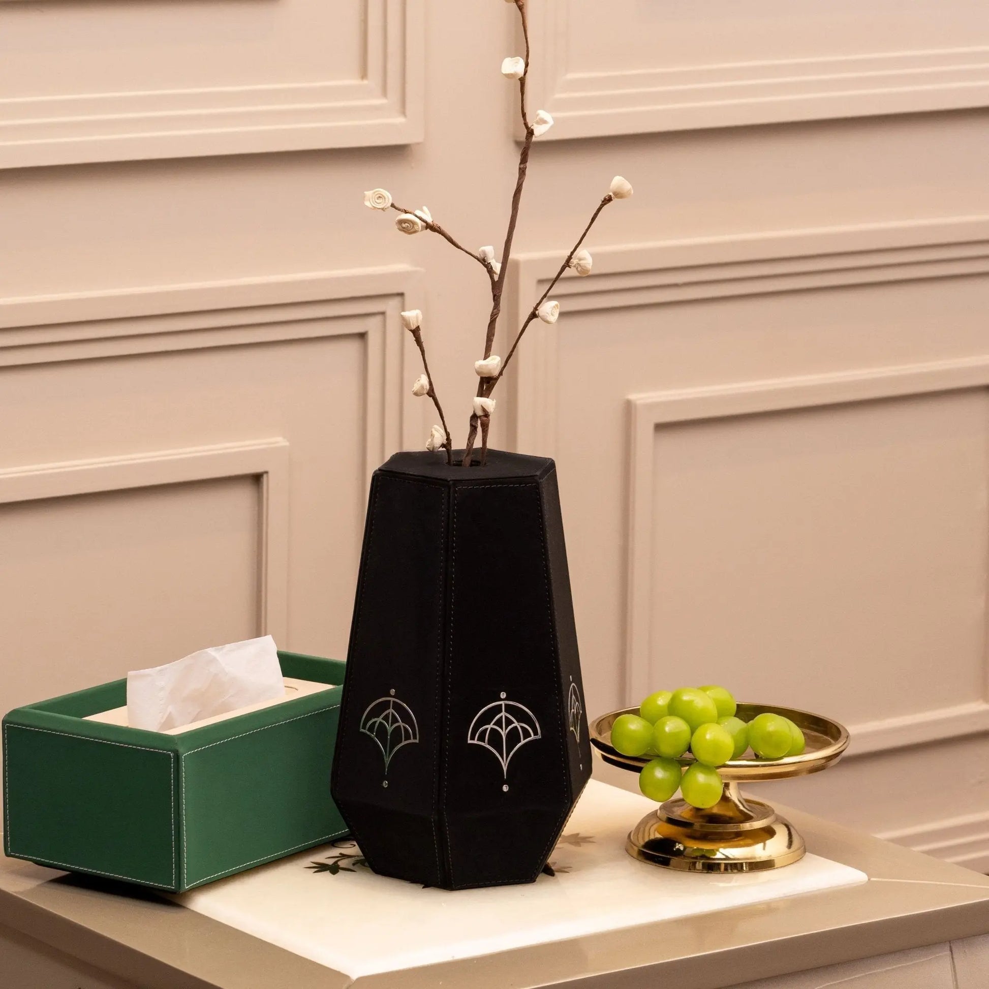 Sepia Homes Naxora Small Vase – Elegant Decorative Leatherette Vase - Sepia Homes