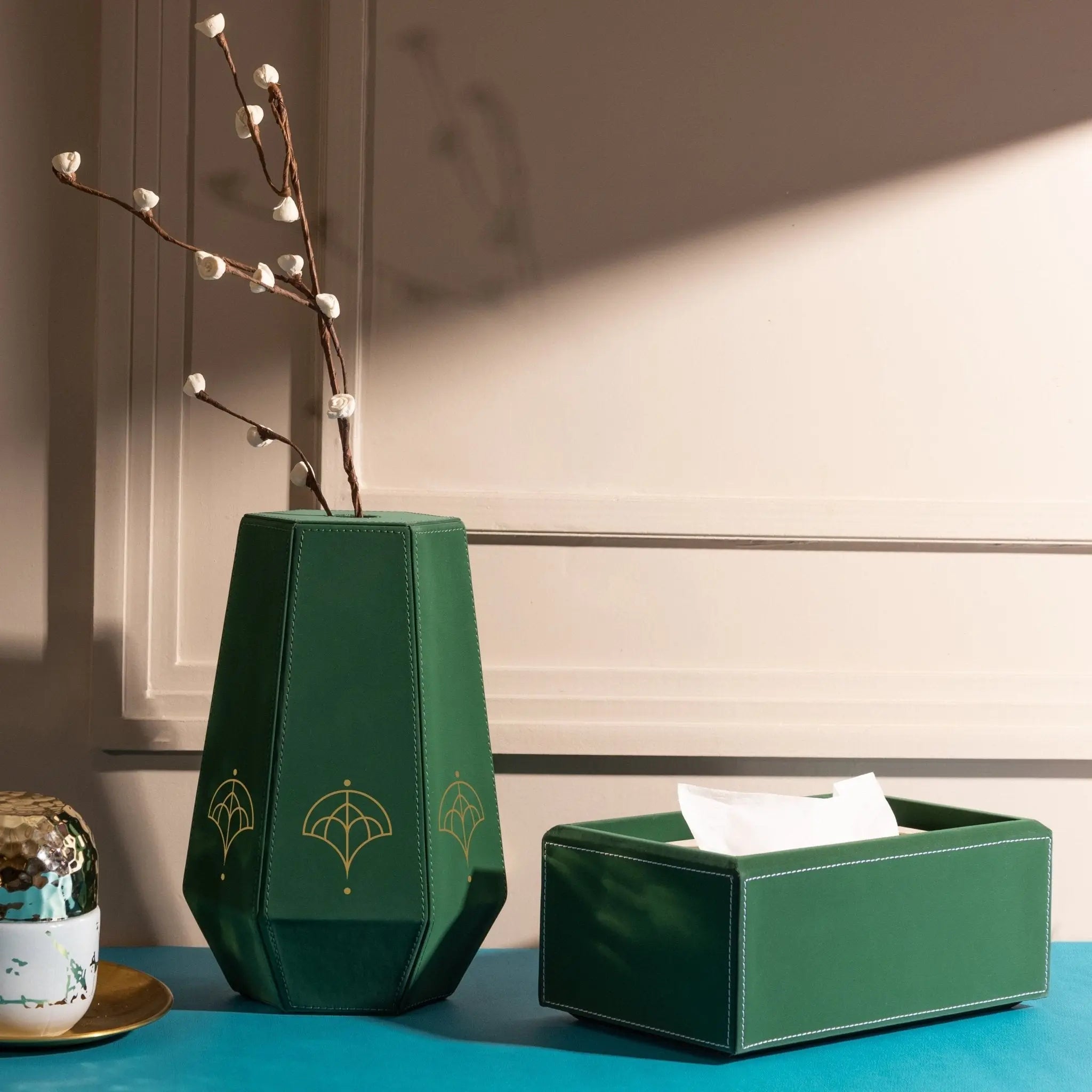 Sepia Homes Naxora Small Vase – Elegant Decorative Leatherette Vase - Sepia Homes