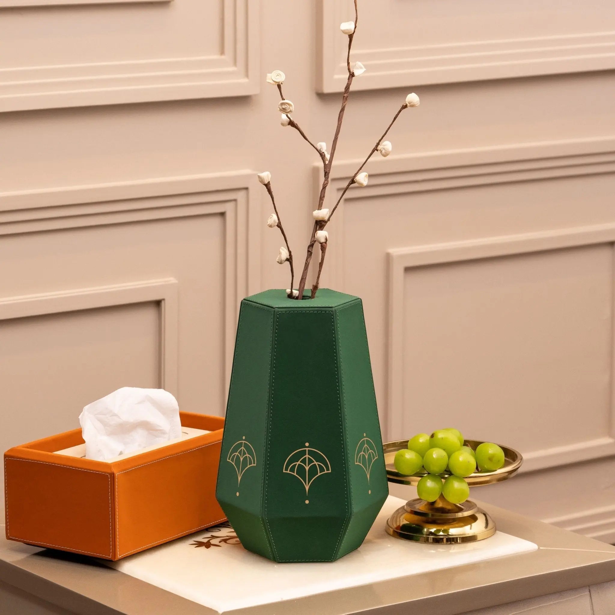 Sepia Homes Naxora Small Vase – Elegant Decorative Leatherette Vase - Sepia Homes