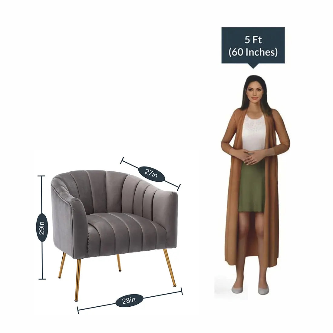 Aurora Velvet Accent Chair – Grey