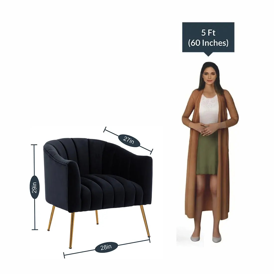 Aurora Velvet Accent Chair – Black