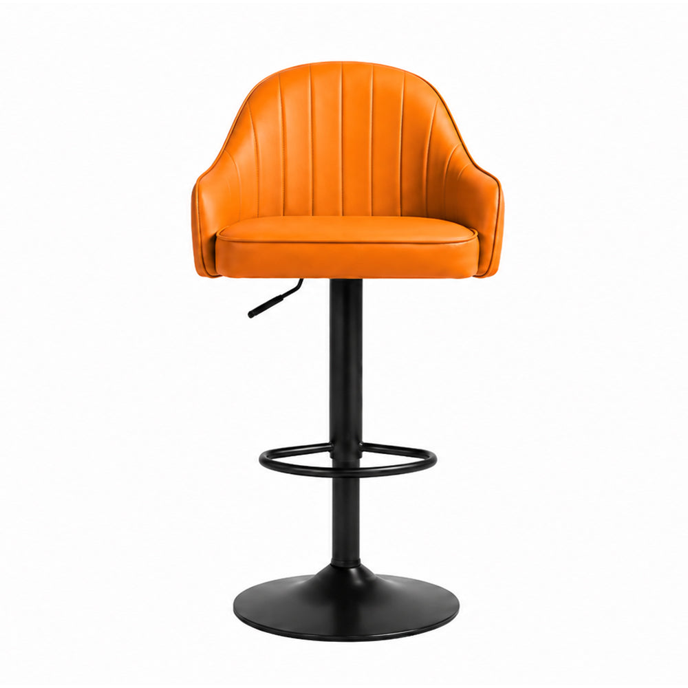 Tan Faux Leather Adjustable Bar Stool
