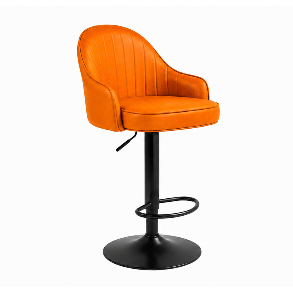 Tan Faux Leather Adjustable Bar Stool