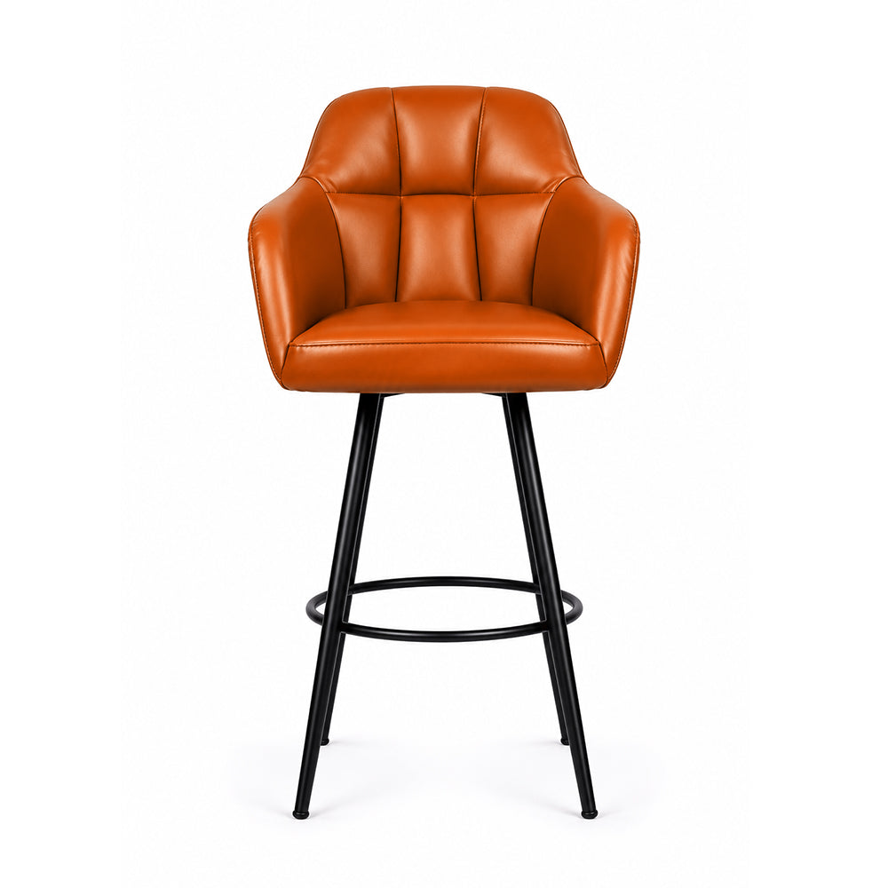 Tan Faux Leather Tufted Bar Stool