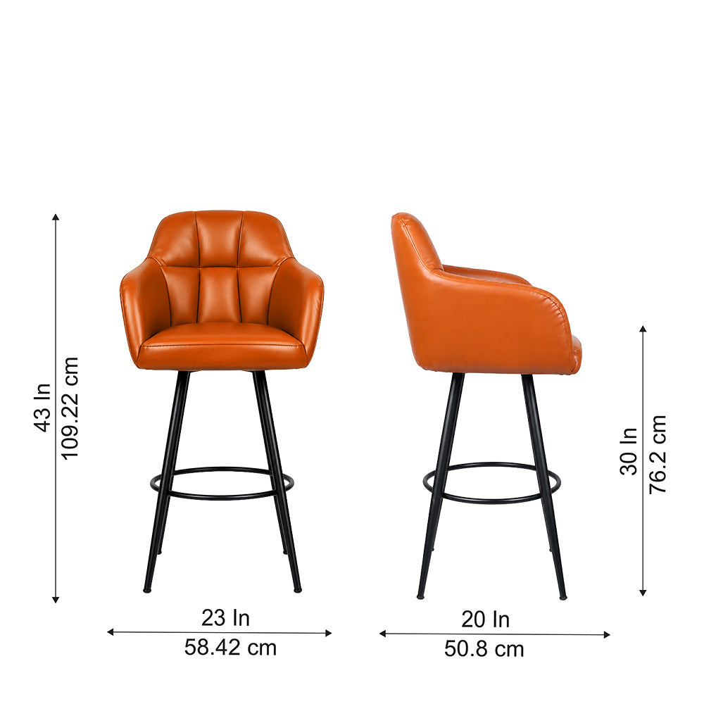 Tan Faux Leather Tufted Bar Stool