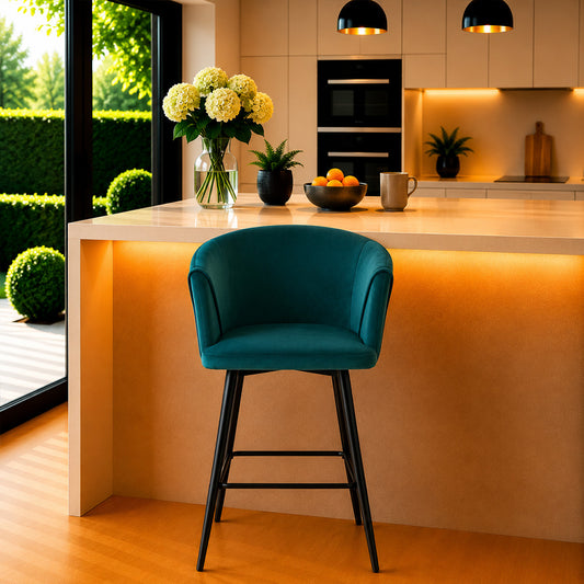 Teal Velvet Bar Stool