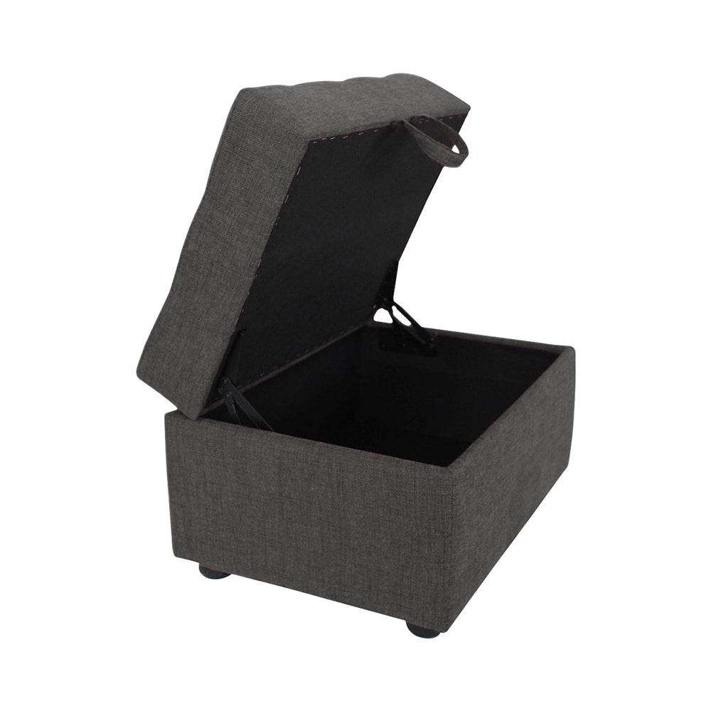 Tufted Storage Square Ottoman Bench Grey