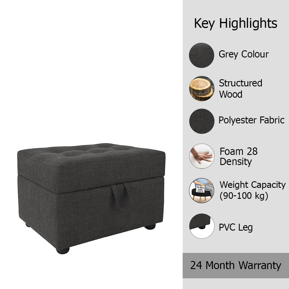 Tufted Storage Square Ottoman Bench Grey