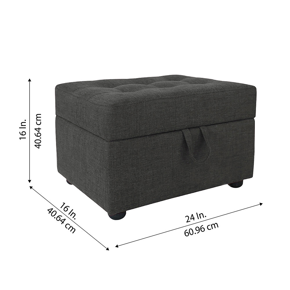 Tufted Storage Square Ottoman Bench Grey