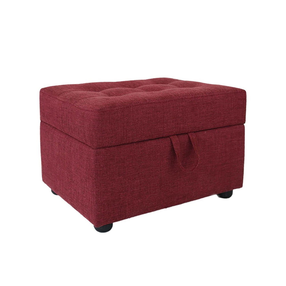 Tufted Storage Square Ottoman Bench Maroon