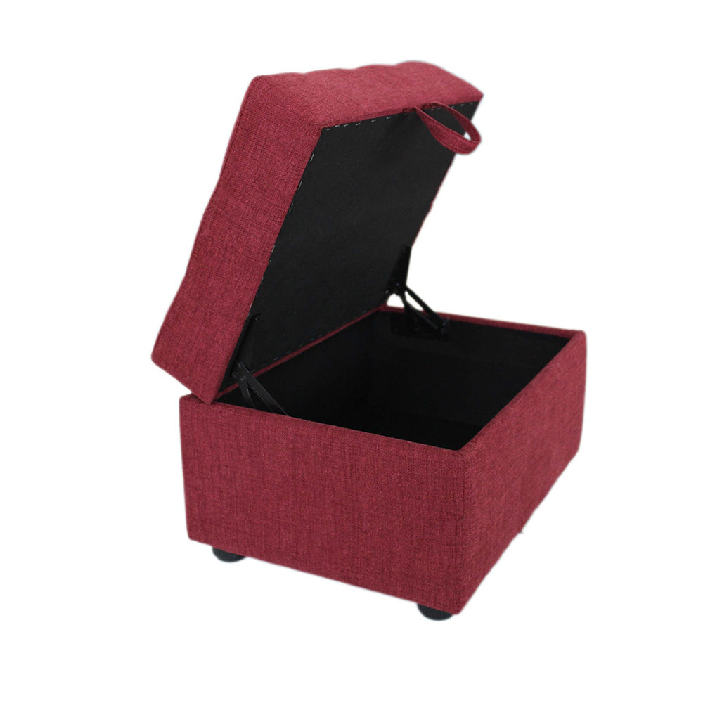 Tufted Storage Square Ottoman Bench Maroon