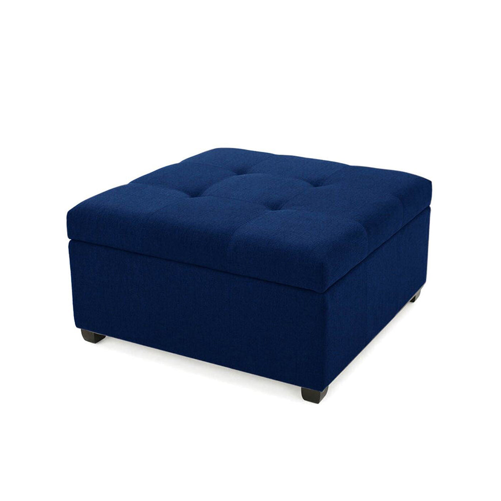Tufted Storage Square Ottoman Bench Mustard Blue