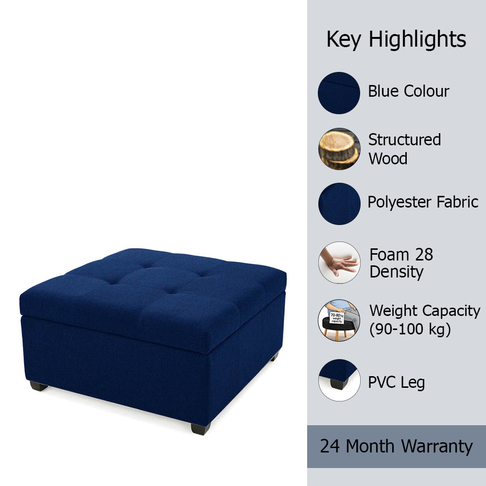 Tufted Storage Square Ottoman Bench Mustard Blue