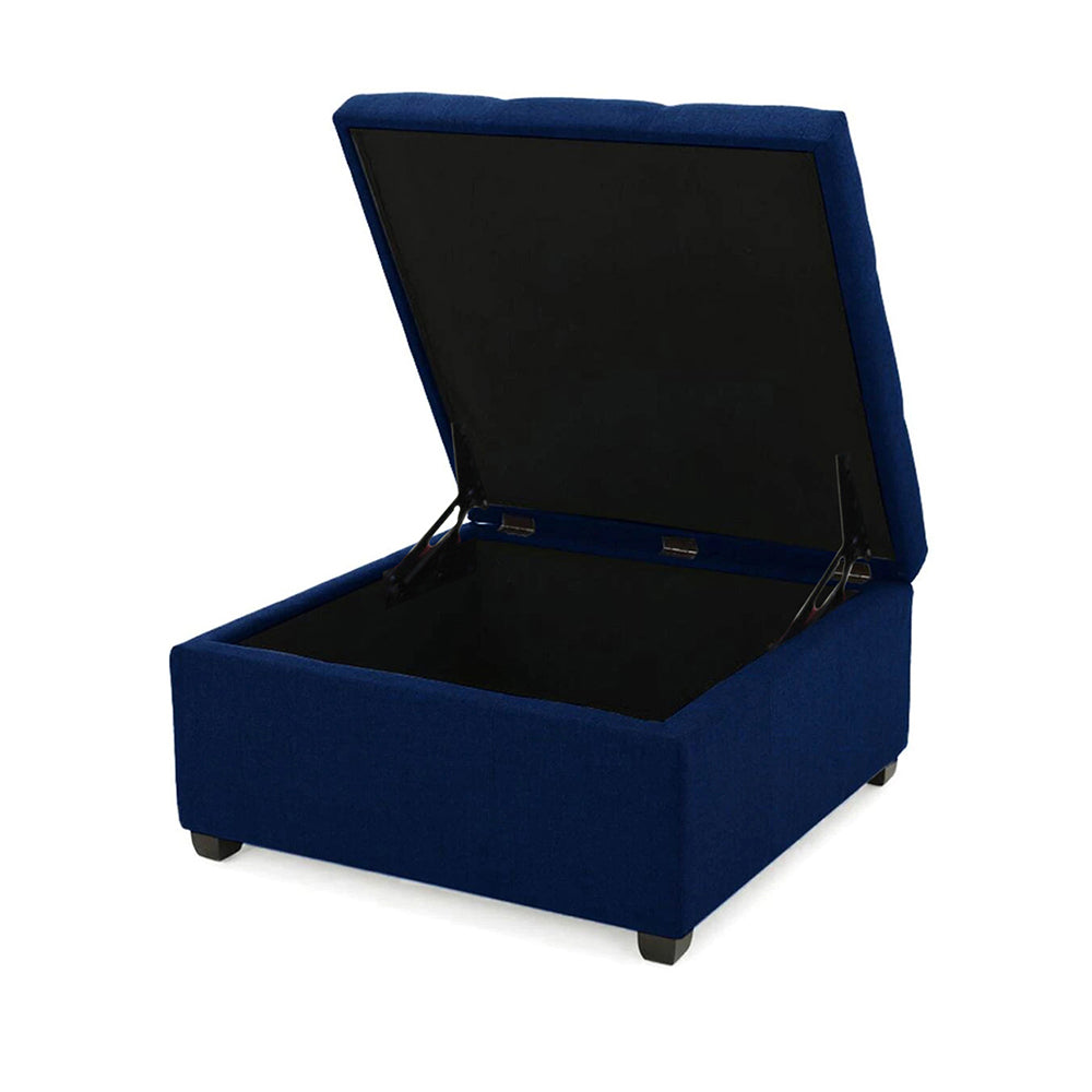 Tufted Storage Square Ottoman Bench Mustard Blue